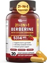 21-in-1 Berberine Supplement with Ceylon Cinnamon - 1500mg Organic Berberine HCL Phytosome, 5X Higher Absorption for Metabolism Support 20 Capsules