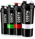 17 Oz Multi-Compartment Shaker Botella con 4-Pack Set ← BPA-Free, Leakproof, Protein Mixer &amp; Complement Storage