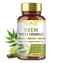 Organic Veda Neem Capsules Triple Complex Neem Leaf, Bark & Flower Extracts - Herbal Supplement for Acne, Cleanse & Clear Skin Health - Boost Immune, Gut Health for Women & Men - 120 Vegan Capsules