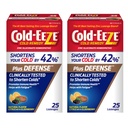 Cold-Eeze Plus Defense Natural Citrus with Elderberry Zinc Lozenges, Reduce la duración del frío común, Sambucus Nigra, Echinacea y Rose Hips, 25 Ct, Pack of 2