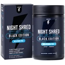 Night Shred Black Melatonin-Free Nighttime Fat Burner and Sleep Support Supplement - GABA Complex with Ashwagandha, CLA, Grains of Paradise, and Zylaria - Thermogenic Fat Burner - 90 Vegan Capsules