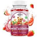 Iron Supplement Gummies for Kids - with Calcium, Zinc, Kids Multivitamin with Iron Gummies - Immune Support, Blood Builder & Energy Support for Iron Deficiency, Anemia, Vegan - 60 Count