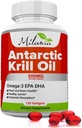 Aceite de Krill Antártico - 120 Softgels - Omega-3 EPA, DHA, con Astaxanthin - Fuente de Krill Rojo - Fuerza máxima - 500 mg