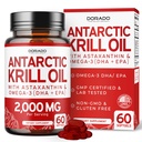 Suplemento de aceite de Krill Antártico (2000mg Por Serving, 60 Softgels) Krill Oil Omega 3 Suplementos con EPA, DHA &amp; Astaxanthin - Phospholipid Premium para Adultos - Tercera Parte Probada, No GMO &amp; EE.UU.
