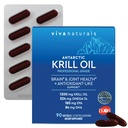 Viva Naturals Aceite de Krill Antártico, 1200 mg – Omega-3 DHA &amp; EPA con Astaxanthin para la Salud Conjunta, No Fish Burp, 90 Softgels