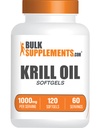 BulkSupplements.com Krill Oil 1000mg Softgels - Antártico Krill Oil Supplement - Omega 3 Supplement, DHA Supplement - Gluten Free, 2 Softgels per Serving, 120 Conde (Pack of 1)