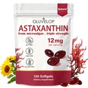 Astaxanthin 12mg, Premium Astaxanthin Antioxidant Suplementos, soporta el ojo, la piel, la inmune, la circulación interna, la fuente de microalgas frescas, triple fuerza, no GMO, 4 meses de suministro, 120 Softgels
