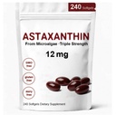 Astaxanthin 12mg, Premium Astaxanthin Antioxidante Suplementos con Actividad Antioxidante, Soporta Ojo, Inmune, Salud de la piel, Circulación interna-240 Softgels