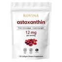 Rovina Astaxanthin 12mg Softgels • Potente antioxidante natural para soportar el confort de los ojos, la vitalidad de la piel &amp; la salud inmune • Gluten Free • 120 Grains