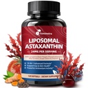 Liposomal Astaxanthin Suplementos 24 mg con Lycopene para Ojo, Esquía & Immune Health, 10-in-1 Max Strength Astaxanthin Suplemento Antioxidante, Fuente de Microalgas Frescas, No GMO, 120 Softgels