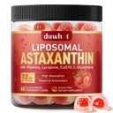 Liposomal Astaxanthin Gummies, Organic Astaxanthin 12mg Suplementos con Lycopene, Glutathione for Powerful Antioxidant, Plus Vitaminas &amp; CoQ10 para el ojo, Skin &amp; Immune Health, Sugar Free, Vegan, 60