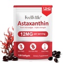 Astaxanthin 12mg 120 Softgels, Premium Astaxanthin Antioxidante Suplementos con Actividad Antioxidante, Soporta Ojo, Esquía, Inmune, Circulación Interna