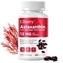 Astaxanthin 12mg ← 240 Softgels ← Premium Astaxanthin Suplementos Antioxidantes con Actividad Antioxidante Silencio Astaxanthin de Haemotococcus Pluvialis Algae Silencioso Soportes Eye, Skin, Sistema Inmunitario Salud