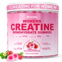 Creatina para Mujeres, Gummies de Monohidrato de Creatina con Collagen, BCAA, L-Carnitina & Taurina, Sabor de Fresa, Suplemento de Creatina de Energía para la Fuerza del Musculo, Boost de Energía, Libre de Azúcar, 120 Conde