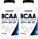 Nutricost BCAA 1000mg, 500 Capsules (250 Serv), 2:1:1 Branched Chain Amino Acids (500mg of L-Leucine, 250mg of L-Isoleucine and L-Valine) (Pack of 2)