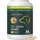 VetriScience 27+ Active Health Chewable Tablets, Canine Plus Daily Multivitamin for Puppies and Adult Dogs, Balanced Vitamins, Minerals and Antioxidants, Wellness Support, Duck, 90 Count