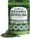 Nuvalsa Organic Spirulina Powder 1lb – 100% Pure Superfood Supplement from Blue Green Algae Non GMO for Smoothie & Protein Drink, Vegan & USDA Certified Organic - 100 Servings