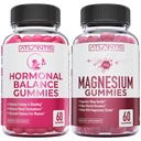 Saldo hormonal &amp; Gummies de magnesio para calambres musculares, PMS Gummies Aliviar Bloating &amp; Mood Swings, Magnesium ayuda a prevenir calambres " promueve la recuperación muscular - 60 Gummies Vegan Por Bottle