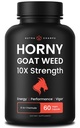 NutraChamps Horny Goat Weed, 1000mg Epimedium Energy Supplement, 10X Strength Icariin, Ginseng, Tribulus & Maca Pills for Women & Men, Enhanced Absorption with Black Pepper, 60 Vegan Capsules