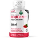 Nature's Fusions Nutri USDA Berberine with Ceylon Cinnamon Extract 1300mg - Berberine HCL - 100mg Organic Supplement - 120 Capsules (60 Servings) Vegan, Gluten Free