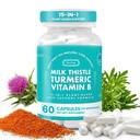 The Plug Liver Cleanse Detox & Repair Milk Thistle (Silymarin), Turmeric, Dandelion Root & Vitamin B– Herbal Capsules for Liver, Digestive & Immune Support – Non-GMO, Gluten-Free, Kosher – 60 Capsules