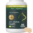 VetriScience 27+ Active Health Chewable Tablets, Nu Cat Daily Multivitamin for Cats and Kittens, Balanced Vitamins, Minerals and Antioxidants, Fish, 90 Count