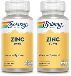 Solaray Zinc 50mg Immune Support Capsules, 100 Count, Vegan, Pumpkin Seed (Pack of 2)