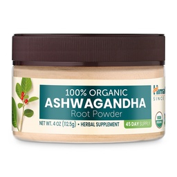 Himalaya 100% USDA Certified Organic Ashwagandha Root Powder (4 Oz Jar, Organic Powder)