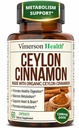 Organic Ceylon Cinnamon Supplement for Healthy Blood Sugar Levels, Joint Support, Brain Function and Cardiovascular & Digestive Systems. Effective Anti Inflammatory & Antioxidant True Cinnamon