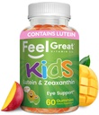 Feel Great Kids Gummy Vitamins for Eyes | Essential Eye Vitamins Lutein and Zeaxanthin | Mango Flavored Vegan Eye Vitamins for Kids | Gluten Free | 60 Day Supply