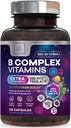 B Complex Vitamin Supplement - 3X Strength with Biotin, Vitamin C & Folic Acid - Super B12 Complex Vitamins for Energy, Supports Hair Growth, Immune Support for Women & Men, USA Bottled, 120 Capsules