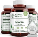 Natural Nutra Niacin Supplement for Energy, Help Maintain Body Fats, Help Improve Digestion, Helps Promotes Skin Health, Boost Energy and Brain Function, Non-GMO, Gluten-Free, 100 mg, 100 Tablets