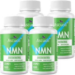 Sublingual NMN 500mg + Trans-Resveratrol 400mg, 3-in-1 Advanced Formula 99% Pure NMN Resveratrol Supplement for Boost* NAD, Cell, Immune, Energy & Muscle, Anti-Aging, 480 Lozenges (480 Days Supply)