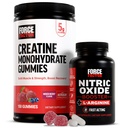 Factor de fuerza Gummies de Creatina, 5 Gramos de Monohidrato de Creatina, Berry mixto, 150 Gummies, 30 Servidores Nitric Oxide Booster, Fórmula de acción rápida con L-Arginina, 120 cápsulas