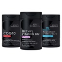 Sports Research® Celular Energy Pack - Plant Based Vitamin B12 as Methylcobalamin 5000mcg + CoQ10 100mg Enhanced w/Coconut Oil & Bioperine + High-Absorption Magtein® 2000mg