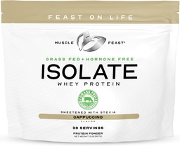 Muscle Feast Grass-Fed Whey Protein Isolate, All Natural Hormone Free Pasture Raised, Whey Isolate Protein Powder for Hombre and Women, Clean, Gluten-Free, Delicious Isolate Protein - Cappuccino, 2lb