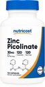 Nutricost Zinc Picolinate 30mg, 120 Capsules - Gluten Free and GMO-Free