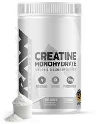 RAW Nutrition Creatine Monohydrate Powder, Unflavored (100 Servings) - Micronized Creatine Monohydrate Supplement for Workout Performance, Build Muscle & Strength - Creatine Powder for Men & Women