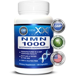 Genex Formulas NMN 1000mg - 99% Pure Shelf Stabilized Supplement Capsules for Increased NAD Levels & Healthy Aging, GMP Certified, 1000mg per Serving, 120 Capsules
