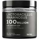 Toniiq Lactobacillus Rhamnosus – Ultra High Strength 100B CFU con FOS Prebiótico – Delayed Release Capsules – Third-Party Lab Tested – 60 cápsulas