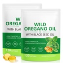 Aceite de Oregano Softgels 6000mg, 2 en 1 Formulado con Aceite de Semilla Negra 200mg, Immune Support, Oregano Oil Capsules Orgánico, Suplemento de Defensa Natural, No GMO, Fácil de Tragar, 240 Softgels