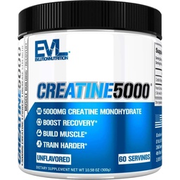 Evlution Nutrition Creatine 5000 - Supports Faster Recovery, Lean Muscle Growth & Performance - Pre &amp; Post Workout Powder - 5000mg Pure Creatine Monohydrate Por Serving - 60 Servings - Unflavored