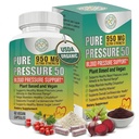 Pure Pressure 50 Blood Pressure Support Supplement – Beet Root, Hawthorn Berry & Magnesium for Heart Health, Circulation & Blood Flow Support – Plant-Based Capsules for Adults 50+, 60 Count