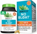 Zenwise Health No Bloat Digestive Enzymes for Gut Health, Gas & Bloating Relief - Multi Enzymes Digestion Supplement with Probiotics, Ginger, Turmeric Dandelion & Lactase - Men & Women - 100 Count