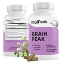 Vital Peak® Brain Peak - Brain Supplements for Memory and Focus - Supports Brain Health - with Niacin, GABA, Alpha GPC, L-Tyrosine, Bacopa Monnieri - Vegan, Gluten Free, Dairy Free - 60 Capsules