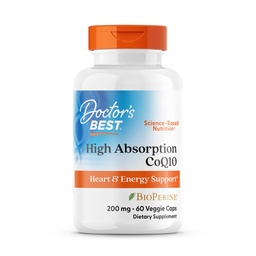 La mejor absorción alta del médico CoQ10 200 mg con suplemento de bioperina - Coenzima Q10 cápsulas de apoyo antioxidante de salud cardíaca, CoQ10 200 mg para hombres de mujeres, no GMO - 60 cápsulas de veg