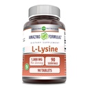 Fórmulas increíbles L-Lysine 1000mg Amino Acid Tablets Suplemento Silencio No-GMO Silencio Gluten Free ← Made in USA (90 Conde)