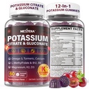 Potassium Citrate and Potassium Gluconate Supplement, 1200mg Two Forms of Potassium Gummies, w/Magnesium, Omega-3, Calcium, Vitamin D3 K2 B12 E B6, Folate for Mṵṣḉḷḙ, Nerves, Health Bones, 120Cts