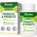 Probiotics for Women Men- 300 Billion CFU, 24 Strains Probiotic+15 Organic Herbs Prebiotics Blend, Pre and Probiotics, for Digestive Health, Immune & Gut, Diarrhea, Bloating, Vegan, 2 Month Supply