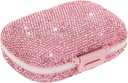Cute Pill Organizer Small Bling Pill Case for Purse Medicine Vitamin Container Holder Daily Pill Box Container for Women Travel Medicine Kit(Pink)